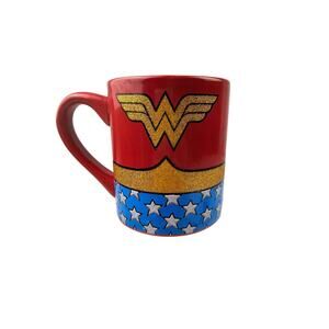 Large‎ Wonder Woman emblem red coffee mug blue gold 14 oz